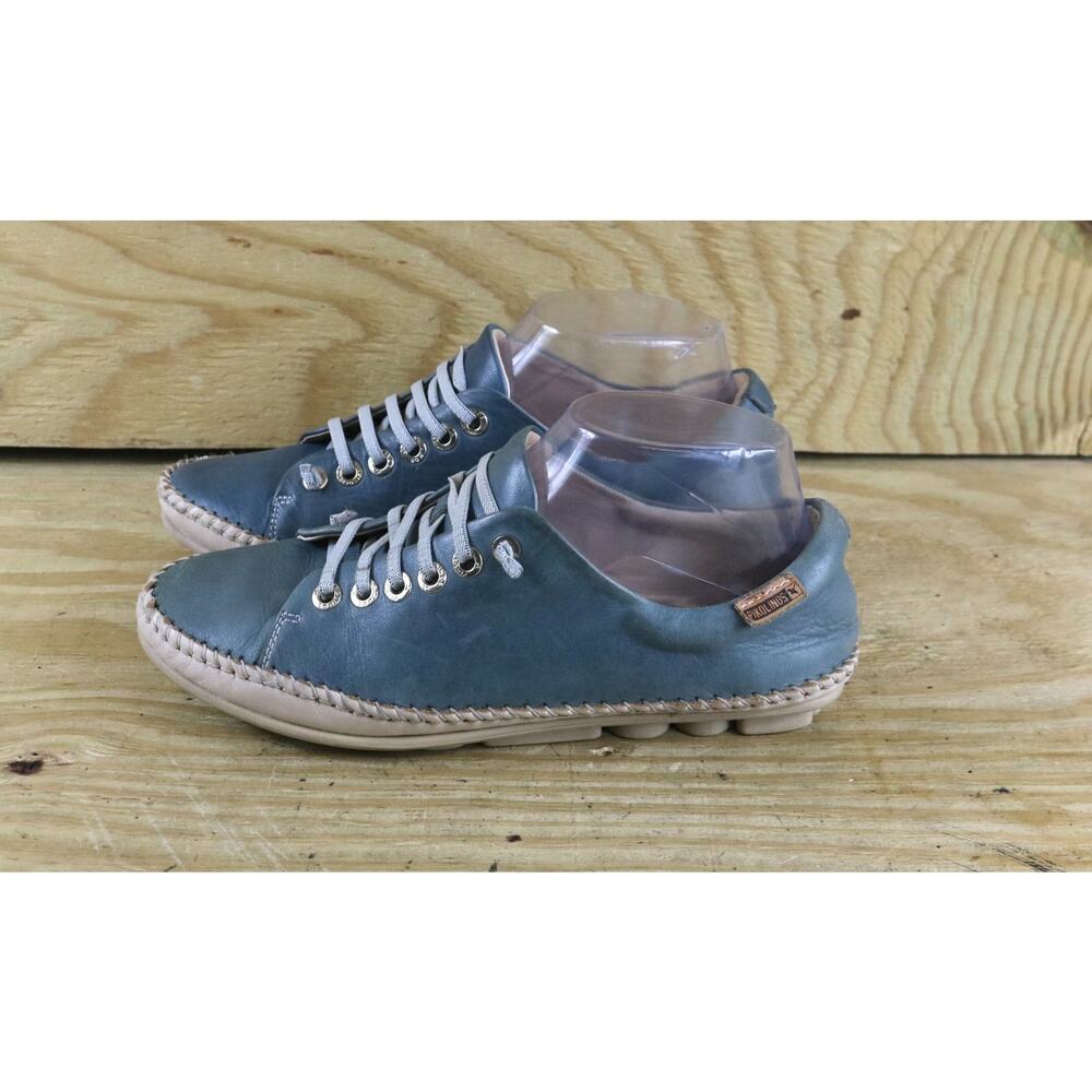 Pikolinos Womens 7.5 Blue Leather RIOLA Sneakers Shoes Slip On Athletic